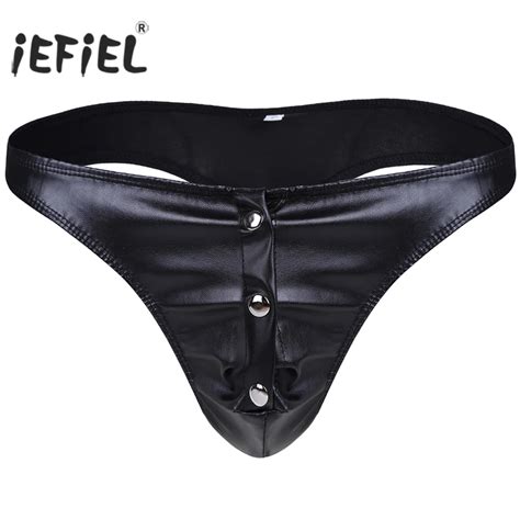 Buy Sexy Men Lingerie Faux Leather Briefs Bikini Underwear Underpants With