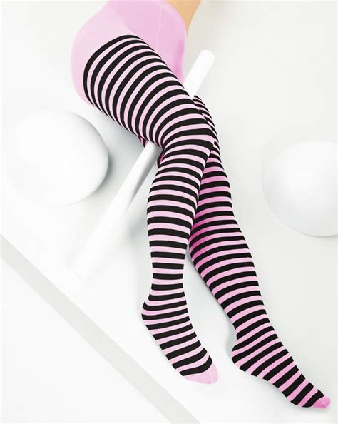 Light Pink Black Striped Tights Style 1202 We Love Colors