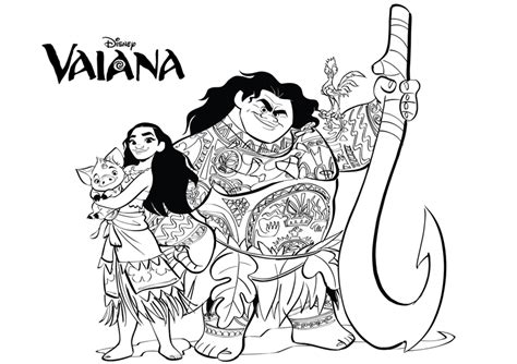 Dibujo Para Colorear De Vaiana Y Maui Los Protagonistas De La Pel Cula De Disney Vaiana Un Mar