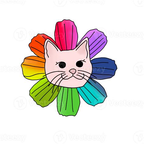 Rainbow Flower Cat 25272036 Png