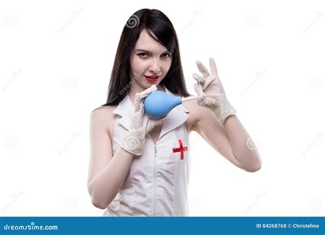 Flirting Nurse With Enema And Hint Editorial Stock Photo Image Of Medical Equipment