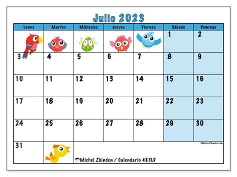 Calendario Julio De 2023 Para Imprimir “47ld” Michel Zbinden Sv