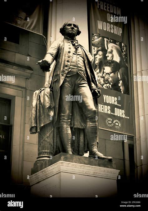 Statue Of George Washington At Federal Hall In Lower Manhattans