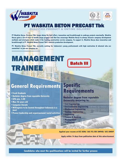 Being a fresh graduate may have its downsides in terms of application for a job position. Lowongan Fresh Graduate PT Waskita Beton Precast Batch III ...