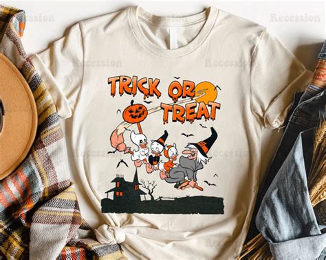Trick Or Treat Ducktales Shirt Huey Dewey And Louie With Witch Broom