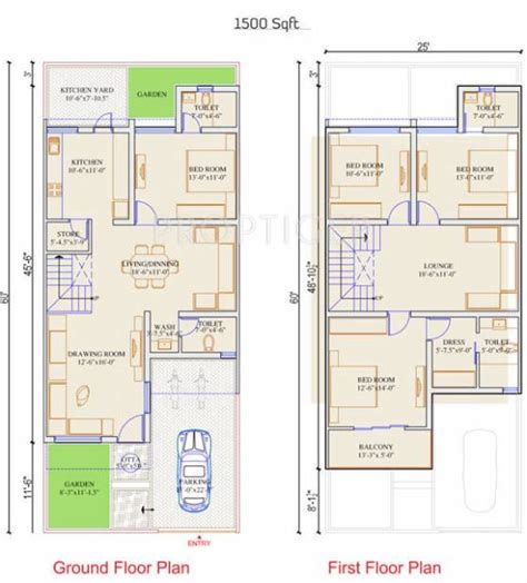 1500 Sq Ft 4 Bhk Floor Plan Image Globus Group Coral Cottages