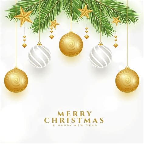 Free Vector Elegant Merry Christmas Wishes Card With Decorative