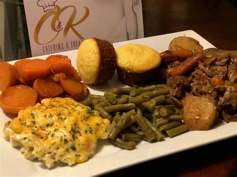 Pot Roast Mac And Cheese Green Beans Yams Cornbread Muffin Soul Food