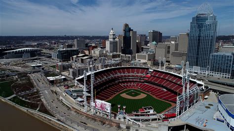 An Aerial View Of Empty Great American Ball Park On Opening Day