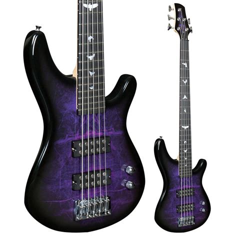 Lindo Pdb 5 String Purple Electric Bass Guitar And Hard Case