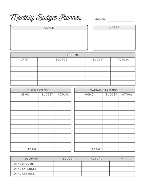 Monthly Budget Planner Printable Simple Budget Worksheet Personal