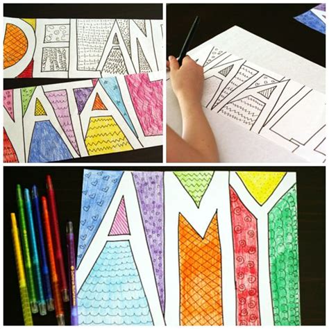 Get Colorful With Doodle Names Name Art Projects School Art Projects