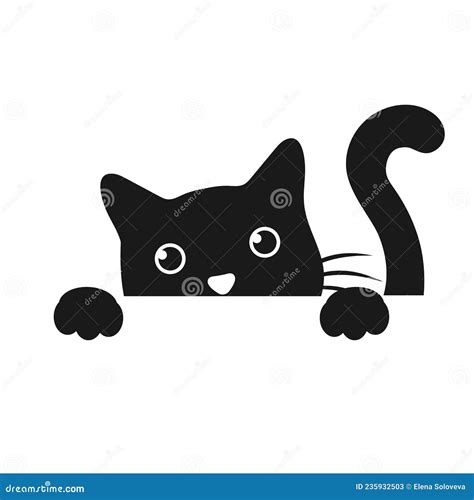 Ilustración De Un Lindo Gato Negro Asomándose A La Mesa Ilustración Del