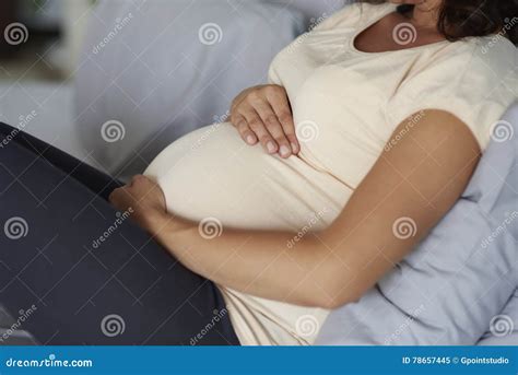 Pregnant Woman Relaxing At Home Stock Image Image Of Offspring Casual 78657445