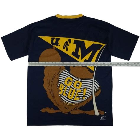 Vintage Michigan Wolverines T Shirt 80s 90s All Over Print Tarks Tees