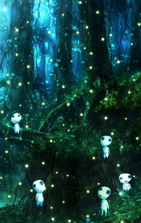 Forest Spirits Animated Anime Forest Hayao Miyazaki Mononoke Princess Mononoke HD Phone