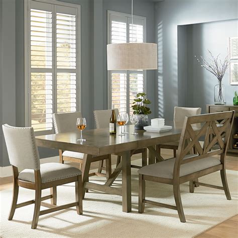 Sears has styles ranging from traditional to modern. Standard Furniture Omaha Grey 6 Piece Trestle Table Dining ...