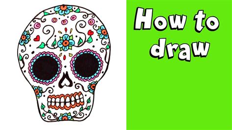 How To Draw A Sugar Skull Step By Step Drawing Tutorial For Kids Guided