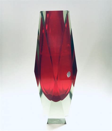 Faceted Art Sommerso Murano Glass Vase By Alessandro Mandruzzato Italy 1960 S 142804