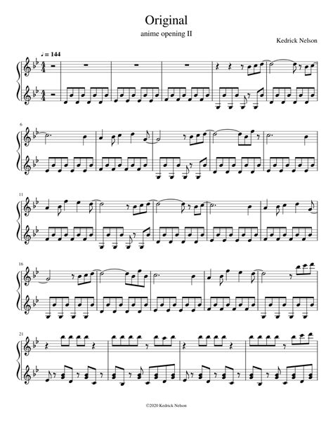 Original Anime Op 2 Sheet Music For Piano Solo