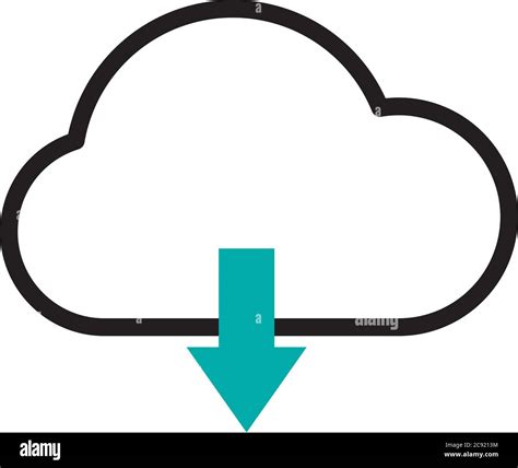 Cloud With Dowload Arrow Icon Over White Background Half Line Half
