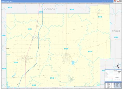 Wall Maps Of Coles County Illinois