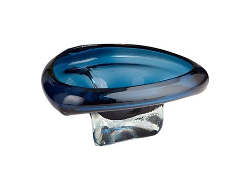 Navy Blue Angular Glass Bowl X H Cd Cyan Design Decorative