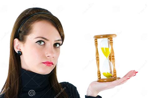 Woman With Hourglass Isolated Stock Image Image Of Cheerful Concepts
