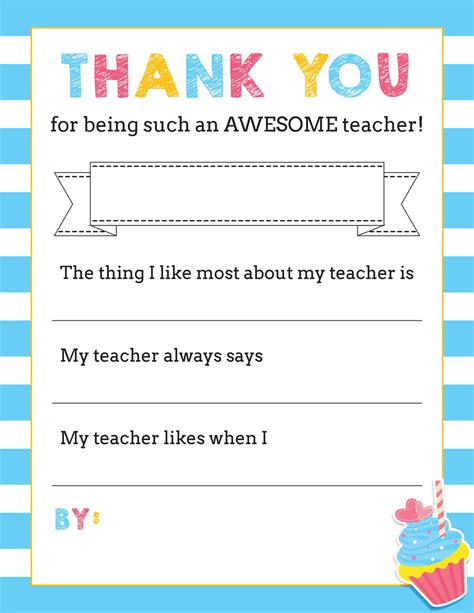 Thank You For Being My Teacher Printable