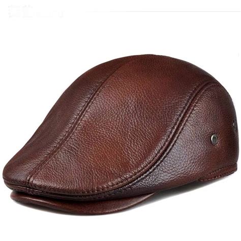 Men Leather Winter Beret Cap Winter Hats Leather Men Leather Ear