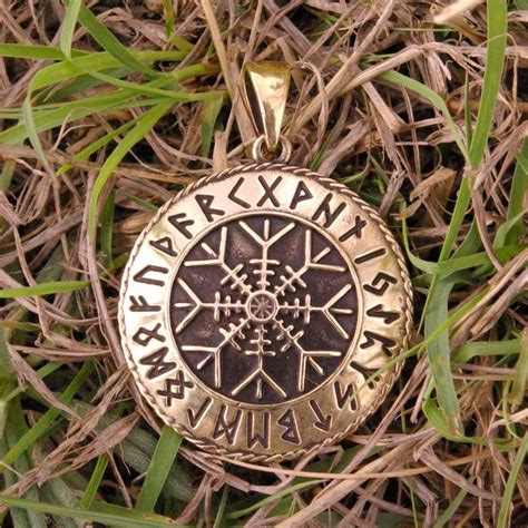 Aegishjalmur Helm Of Awe Futhark Runes Leather Necklace Futhark