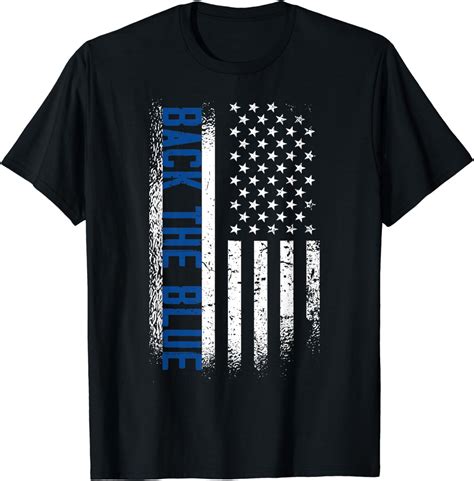 Back the Blue Support the Police Officers Blue Line USA Flag T-Shirt