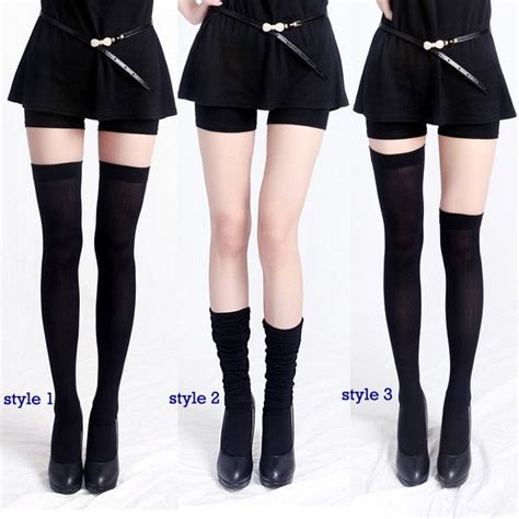 Hde Women S 4 Pack Of Solid Color Opaque Sexy Thigh High Stockings 555 Php Liked On