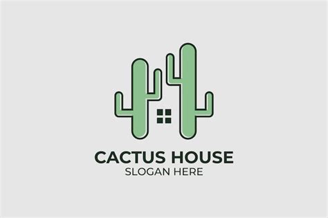 Premium Vector Home Cactus Logo Set Modern Style