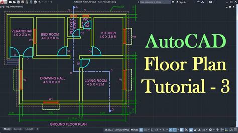 Autocad Floor Plan Tutorial For Beginners 3 Youtube