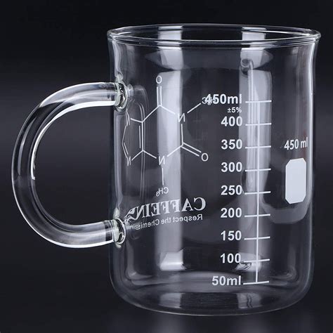 Bordstract Glass Beaker Mug 450ml 16oz Graduated Funny Borosilicate Glass Beaker Mug With