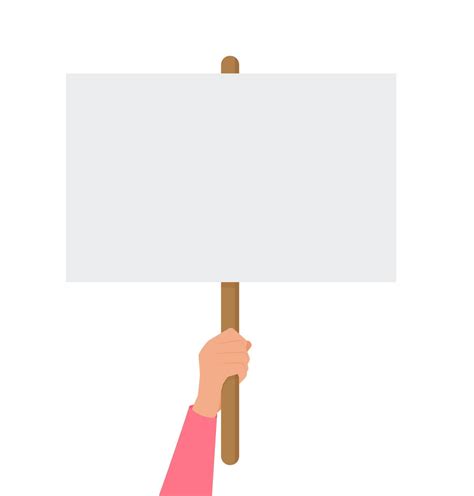 Empty Sign In Hand Hands Holding Blank Protest Poster Cartoon Vector Illustration Placard And