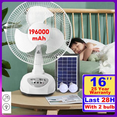 Solar Electric Fan With Charger 1216 Inch With 2 Bulbs Solar Panel