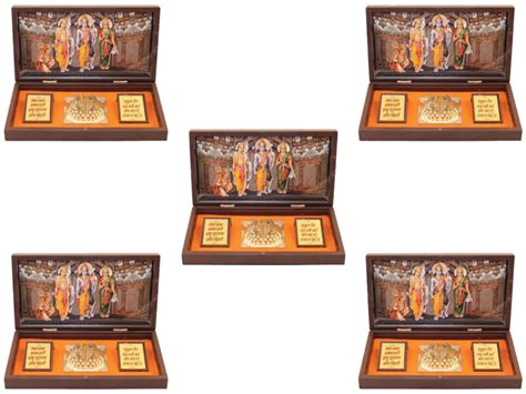 Goldtideas 24k Gold Plated Ram Darbar Photo Frame With Charan