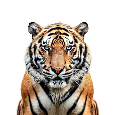 Tigre De Vista Frontal Do Retrato Em Fundo Branco Png Tigre Animal