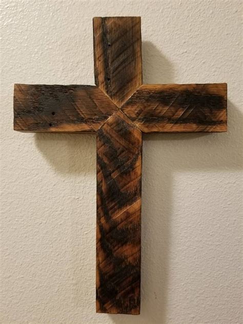 Rustic Rough Sawn Oak Wooden Cross Wall Art Hand Made In Usa