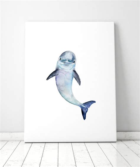Baby Dolphin Art Baby Dolphin Watercolor Painting Print Etsy Canada