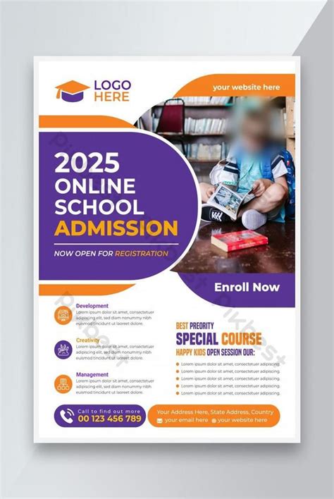 Creative And Modern Online School Kids Education Admission Flyer Poster