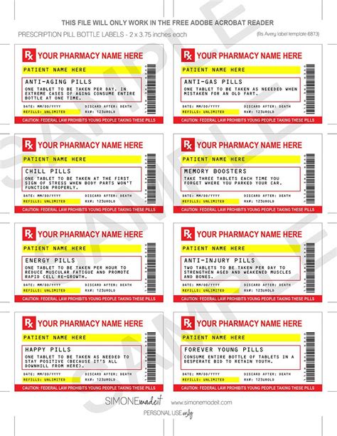View current promotions and reviews of labels and get free shipping at 35. Printable Prescription Labels - Printable Fun Prescription Labels Fun Prescription Bottle Labels ...