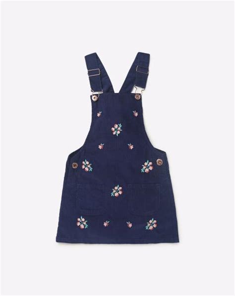Buy Floral Embroidered Corduroy Dungaree Dress Online At Best Prices In