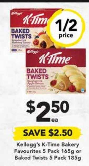 Kellogg S K Time Bakery Favourites 5 Pack 165g Or Baked Twists 5 Pack 185g Offer At Drakes