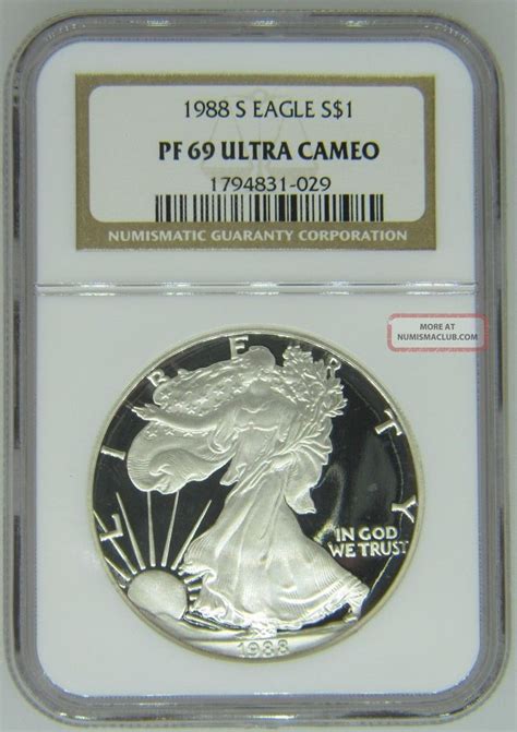 1988 S Proof Silver Eagle Ngc Pf69 Ultra Cameo 1 Fine Silver 029