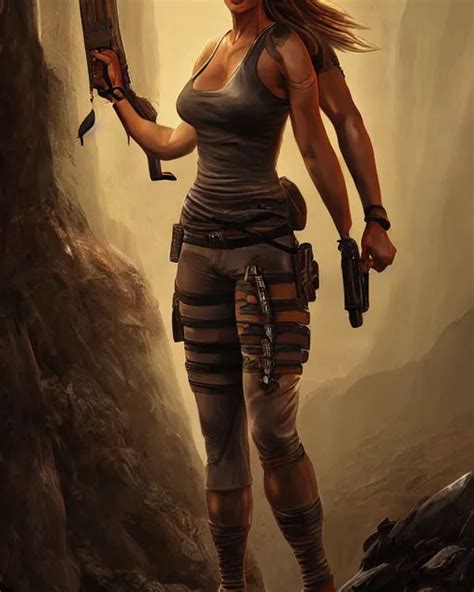 Old Lara Croft Character Sheet Concept Design Stable Diffusion