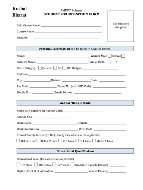 Template For Student Registration Form Free Sample Example And Format