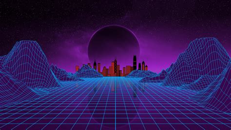 Download Wallpaper 3840x2160 Synthwave Moon City Cityscape